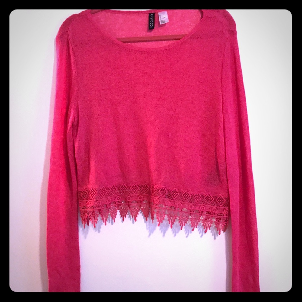 Pink Lightweight Cropped Sweater